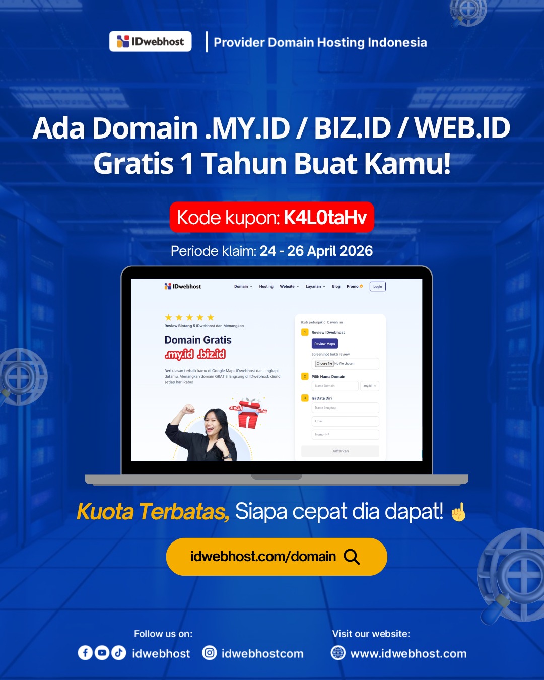 Promo Akhir Pekan: Klaim Domain Gratis (.MY.ID, .BIZ.ID, .WEB.ID) Sebelum Kehabisan!